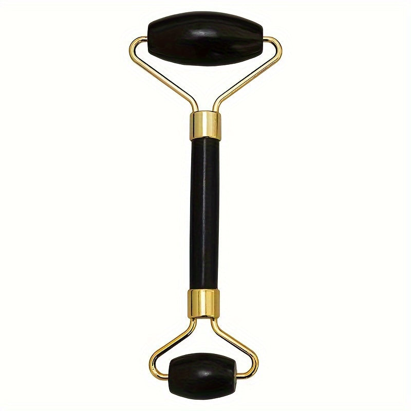 Eleganter Schwarzer Jade-Gesichts-Massage-Roller & Gua Sha Set